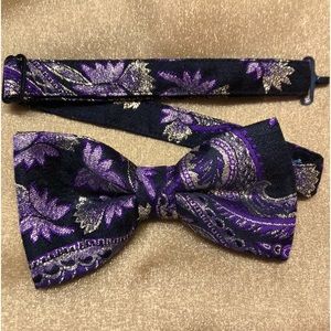 Purple and Gold 2.5” Metallic Paisley Bowtie